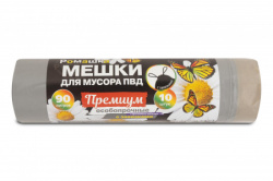 Мешки для мусора ПВД 90л в рул. с завязками (78х85/35мкм 10шт/рул 12шт/кор) серые ПЗВ-90/10/12/С
